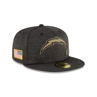 Black Los Angeles Chargers Hat - New Era NFL Salute To Service 59FIFTY Fitted Caps USA5921840